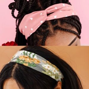 Stretchy Headbands Two Floral Polkadot